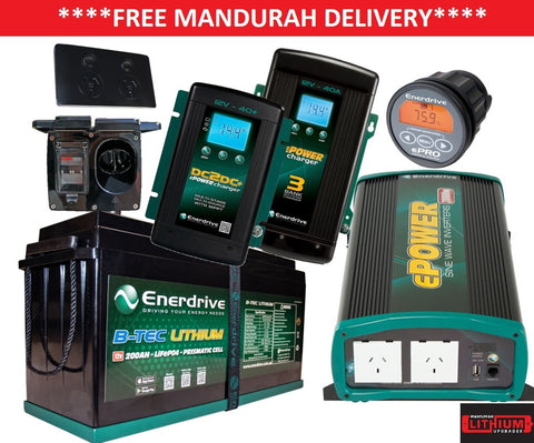 200AH Enerdrive Vehicle Lithium Package with 2000w inverter + 240v 200AH Enerdrive Vehicle Lithium Package with 2000w inverter + 240v