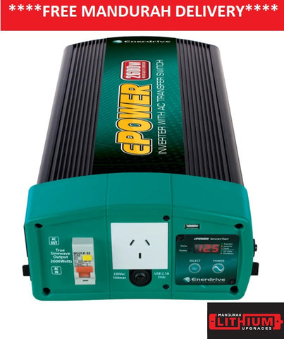 ENERDRIVE ePOWER 2600W 12V Pure Sine Wave Inverter with RCD & AC Transfer Switch ENERDRIVE ePOWER 2600W 12V Pure Sine Wave Inverter with RCD & AC Transfer Switch